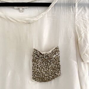 Silk Kate Spade Top with Cute Gold Sequin Pocket